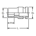 3/8 Sq. Dr. Socket  1/4 6 point Length 32mm Thin walled