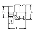 3/8 Sq. Dr. Socket  11mm 6 point Length 22mm Thin walled