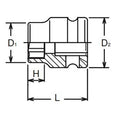 3/8 Sq. Dr. Socket  12mm 6 point Length 22mm Thin walled