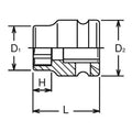 3/8 Sq. Dr. Socket  16mm 6 point Length 25mm Thin walled