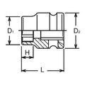 3/8 Sq. Dr. Socket  17mm 6 point Length 25mm Thin walled