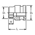 3/8 Sq. Dr. Socket  19mm 6 point Length 25mm Thin walled