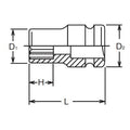 3/8 Sq. Dr. Socket  1/2 12 point Length 32mm Thin walled