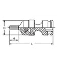 3/8 Sq. Dr. Universal Bit Socket  17mm Hex Length 53mm