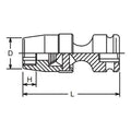 3/8 Sq. Dr. Universal Socket  3/4 6 point Length 61mm