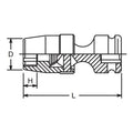 3/8 Sq. Dr. Impact Universal TORX® E12 Socket -  Length 58mm