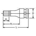 1/2 Sq. Dr. Bit Socket  12mm Hex Length 60mm