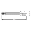 1/2 Sq. Dr. Torsion Extension Bar  95Nm  Length 202mm Pin type