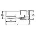 1/2 Sq. Dr. Wheel Nut Socket  19mm 6 point Length 80mm