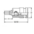 1/2 Sq. Dr. Bit Socket  14mm Hex Length 58mm