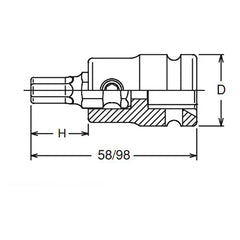 1/2 Sq. Dr. Bit Socket 6mm Hex Length 58mm - Ko-ken USA