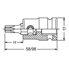 1/2 Sq. Dr. Bit Socket TORX® T50 Length 58mm - Ko-ken USA