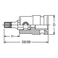 1/2 Sq. Dr. Bit Socket XZN M10 Triple Square Length 98mm - Ko-ken USA