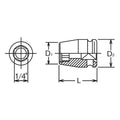 1/2 Sq. Dr. Adaptor  1/4 For 1/4H Bit Length 35mm