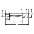 1/2 Sq. Dr. Socket  9/16 6 point Length 80mm