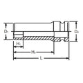 1/2 Sq. Dr. Socket  9mm 6 point Length 80mm