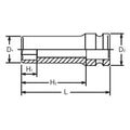 1/2 Sq. Dr. Socket  1/2 6 point Length 80mm Thin walled