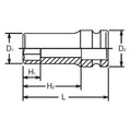 1/2 Sq. Dr. Socket  9mm 6 point Length 60mm Thin walled