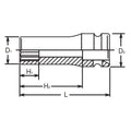 1/2 Sq. Dr. Socket  10mm 12 point Length 80mm