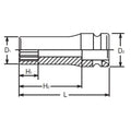 1/2 Sq. Dr. Socket  10mm 12 point Length 80mm Thin walled