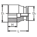 1/2 Sq. Dr. Socket  9mm 4 point Length 38mm