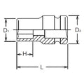 1/2 Sq. Dr. Socket  1/2 6 point Length 38mm Thin walled