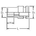 1/2 Sq. Dr. Socket  9mm 6 point Length 38mm Thin walled