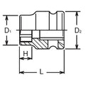 1/2 Sq. Dr. Thin Wall 6-Point Impact Metric Socket  10mm