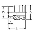 1/2 Sq. Dr. Thin Wall 6-Point Impact Metric Socket  12mm