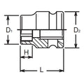 1/2 Sq. Dr. Thin Wall 6-Point Impact Metric Socket  14mm