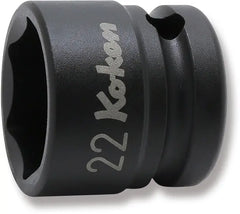 1/2 Sq. Dr. Thin Wall 6-Point Impact Metric Socket 22mm - Ko-ken USA