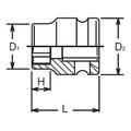 1/2 Sq. Dr. Thin Wall 6-Point Impact Metric Socket  24mm