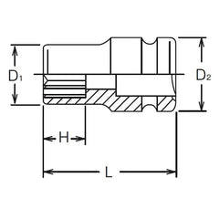1/2 Sq. Dr. Socket 10mm 12 point Length 38mm Thin walled - Ko-ken USA