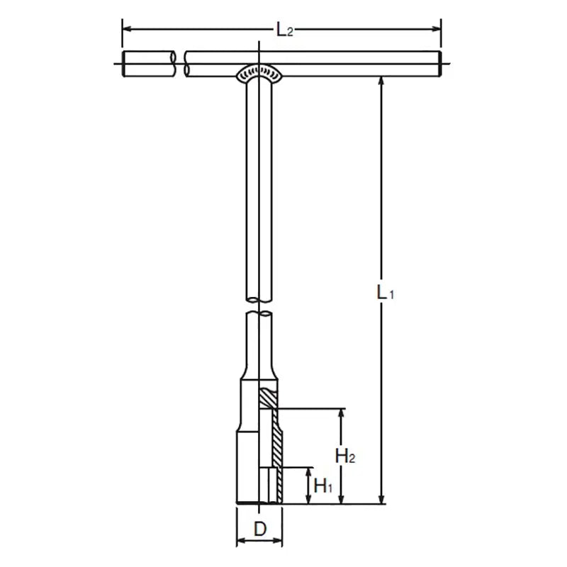 T Handle Socket 8mm 6 point Length 355 x 200mm - Ko-ken USA