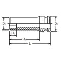 3/4 Sq. Dr. Socket  1.3/8 6 point Length 100mm