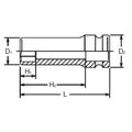 3/4 Sq. Dr. Socket  60mm 6 point Length 100mm