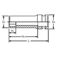 3/4 Sq. Dr. Socket  1.1/16 6 point Length 100mm Thin walled