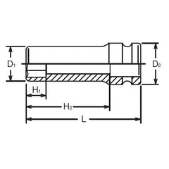 3/4 Sq. Dr. Socket 17mm 6 point Length 100mm Thin walled - Ko-ken USA