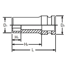 3/4 Sq. Dr. Socket 17mm 6 point Length 75mm Thin walled - Ko-ken USA