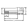 3/4 Sq. Dr. Socket  14mm 12 point Length 100mm