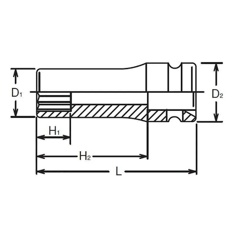 3/4 Sq. Dr. Socket 19mm 12 point Length 100mm - Ko-ken USA