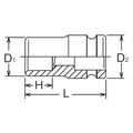 3/4 Sq. Dr. Rear Wheel Nut Socket  22mm Square Length 67mm