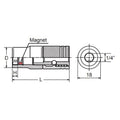 1/4 Hex Dr. 6 point Slide Socket with Ring Magnet  12mm