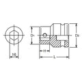 1 Sq. Dr. Bit Holder  16mm For 107.16 Length 68mm