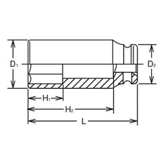 1 Sq. Dr. Socket 1.1/8 6 point Length 108mm - Ko-ken USA