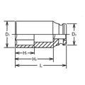 1 Sq. Dr. Socket  17mm 6 point Length 80mm Thin walled