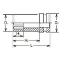 1 Sq. Dr. Socket  30mm Surface Drive Length 108mm