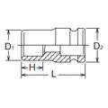 1 Sq. Dr. Rear Wheel Nut Socket  17.5mm Square Length 72mm