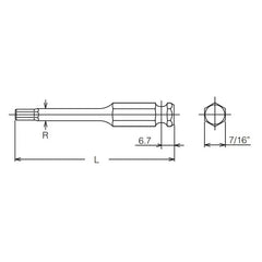 7/16 Hex Dr. Bit 1/4 Hex Length 35mm - Ko-ken USA