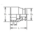 1 Sq. Dr. Socket  1.1/16 6 point Length 57mm